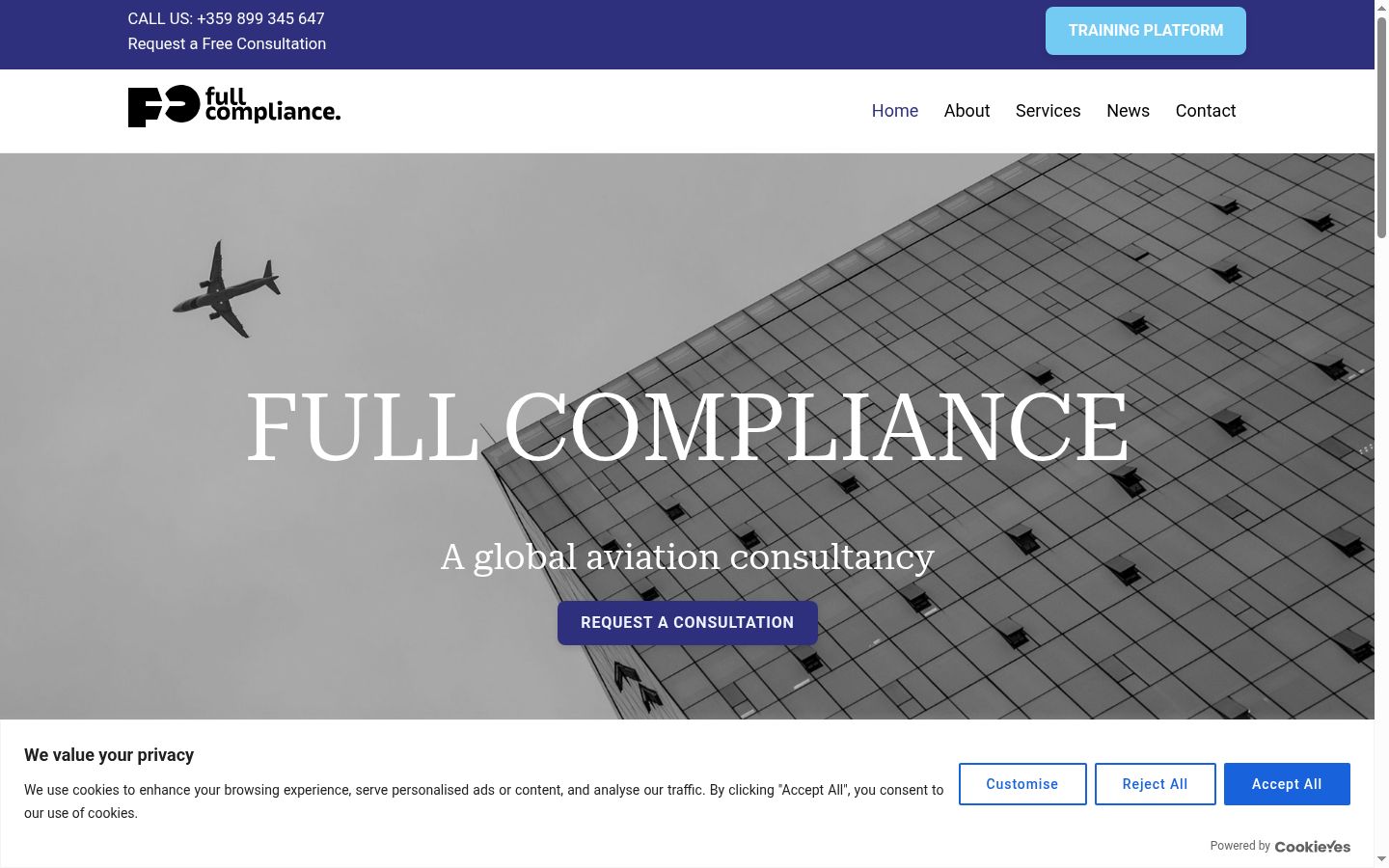 Screenshot of the consent banner shown before any interaction