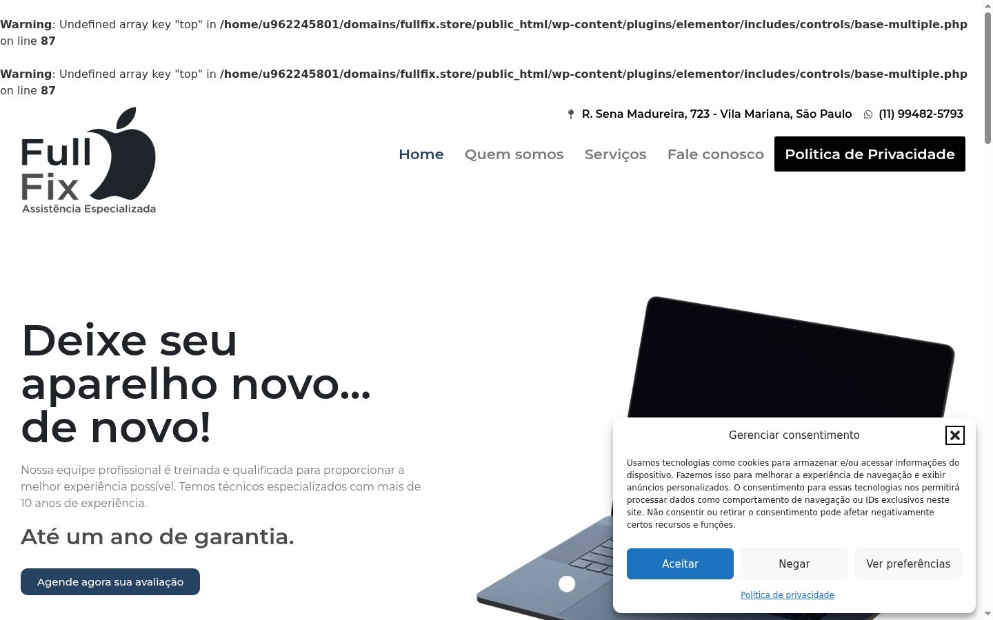 Képernyőkép a bármilyen interakció előtt megjelenő hozzájárulási bannerről