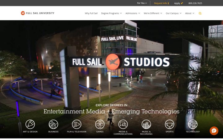 Screenshot of fullsail.edu
