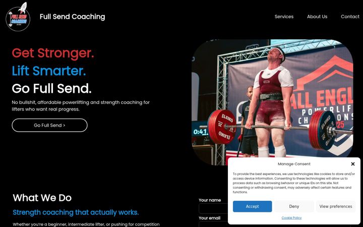 Екранна снимка на fullsendcoaching.uk