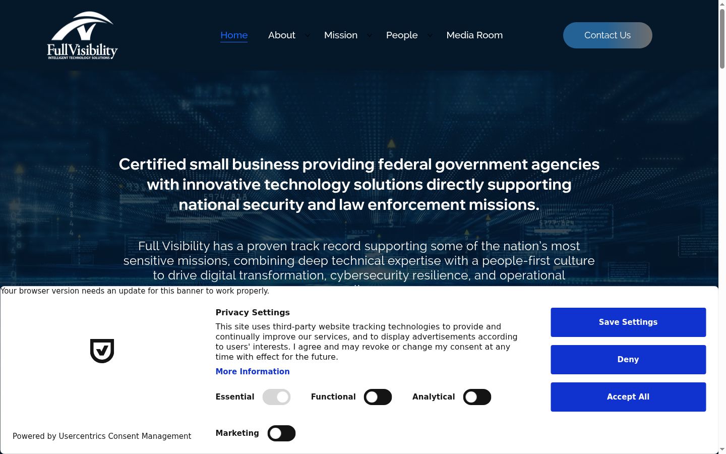 Screenshot of the consent banner shown before any interaction
