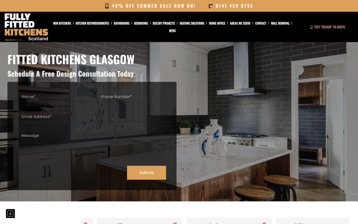 Snimka zaslona za fullyfittedkitchens.co.uk