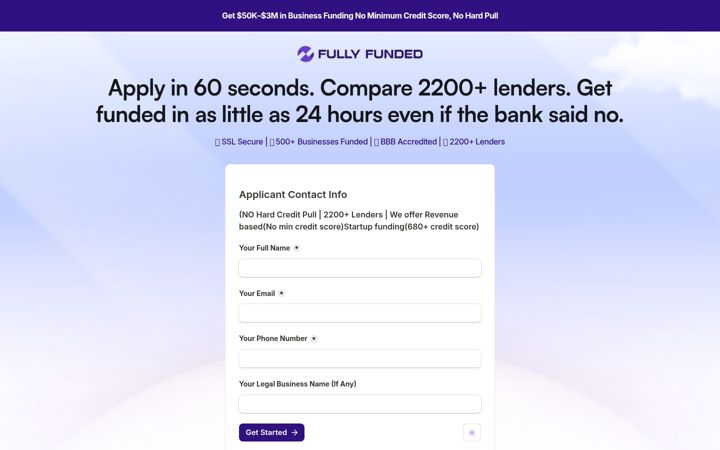 Ekraanipilt saidist fullyfunded.co