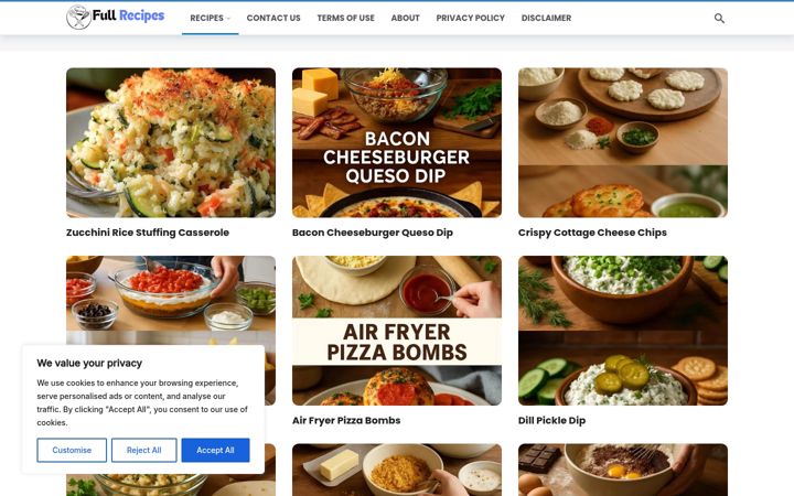 Screenshot of fulrecipes.com