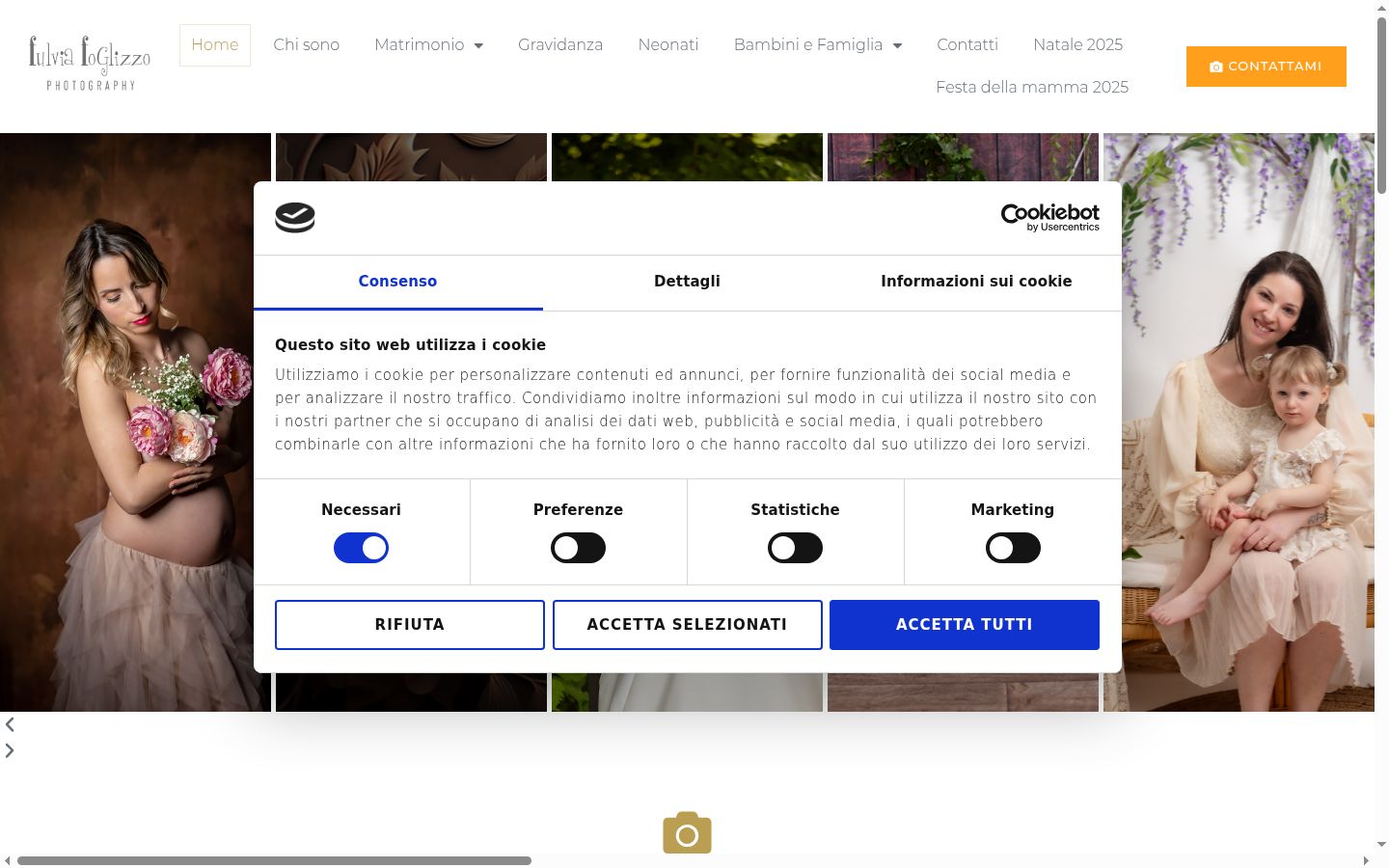 Screenshot del banner di consenso mostrato prima di qualsiasi interazione