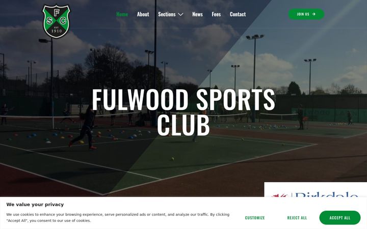 Screenshot of fulwoodsportsclub.co.uk