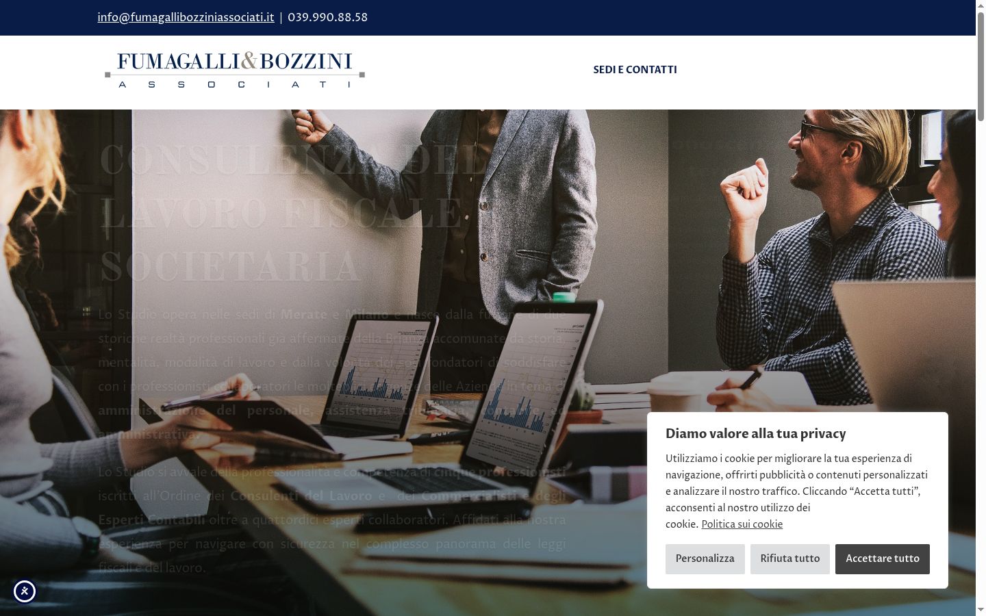 Screenshot del banner di consenso mostrato prima di qualsiasi interazione
