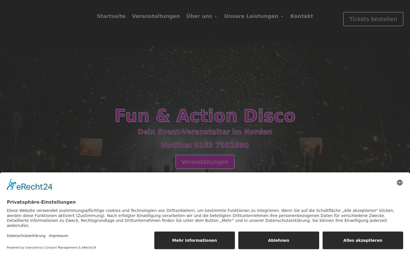 Screenshot des Einwilligungsbanners vor jeglicher Interaktion