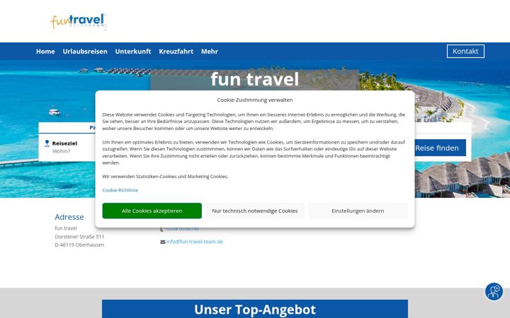 Snímek obrazovky fun-travel-team.de