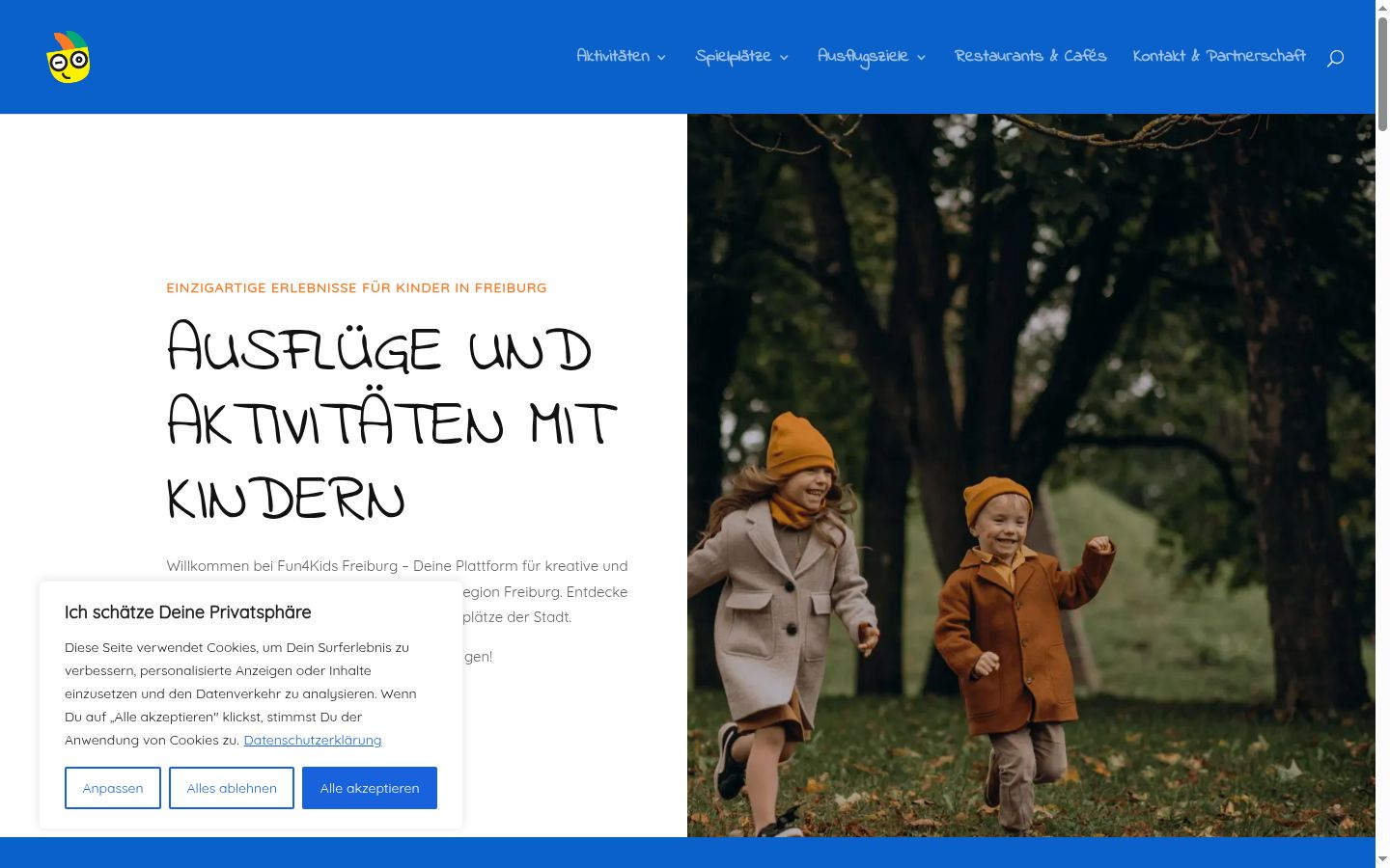 Screenshot des Einwilligungsbanners vor jeglicher Interaktion