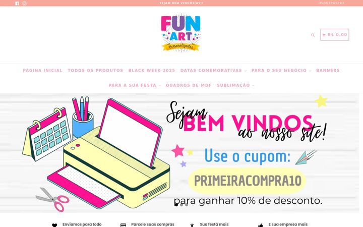 Snimka zaslona za funartpersonalizados.com.br