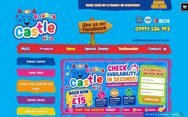 Screenshot of funbouncycastlehire.co.uk