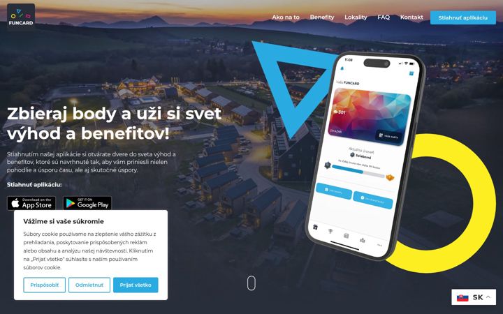 Snímek obrazovky funcard.sk