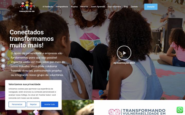 Screenshot of fundacaocdlbh.org.br