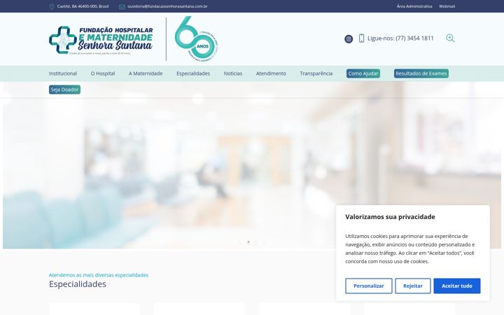 Snimka zaslona za fundacaosenhorasantana.com.br