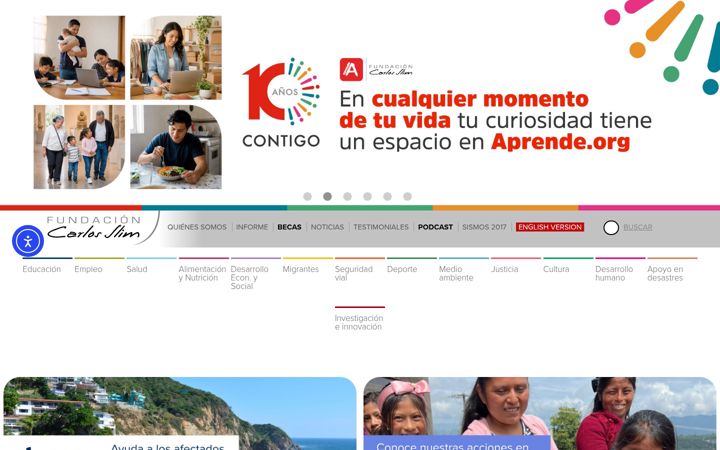 Posnetek zaslona fundacioncarlosslim.org