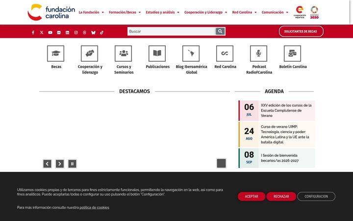 Screenshot of fundacioncarolina.es
