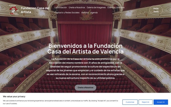 Screenshot of fundacioncasadelartistavalencia.org