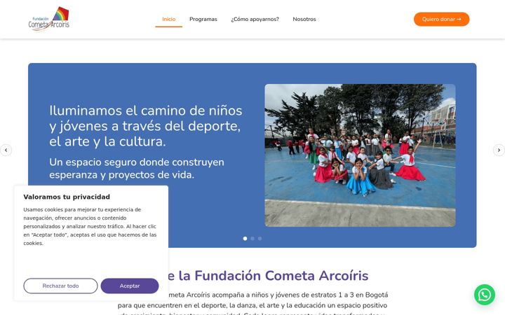 Screenshot of fundacioncometaarcoiris.org