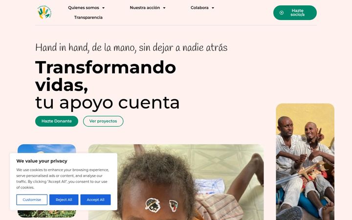 Screenshot of fundacionhandinhand.es