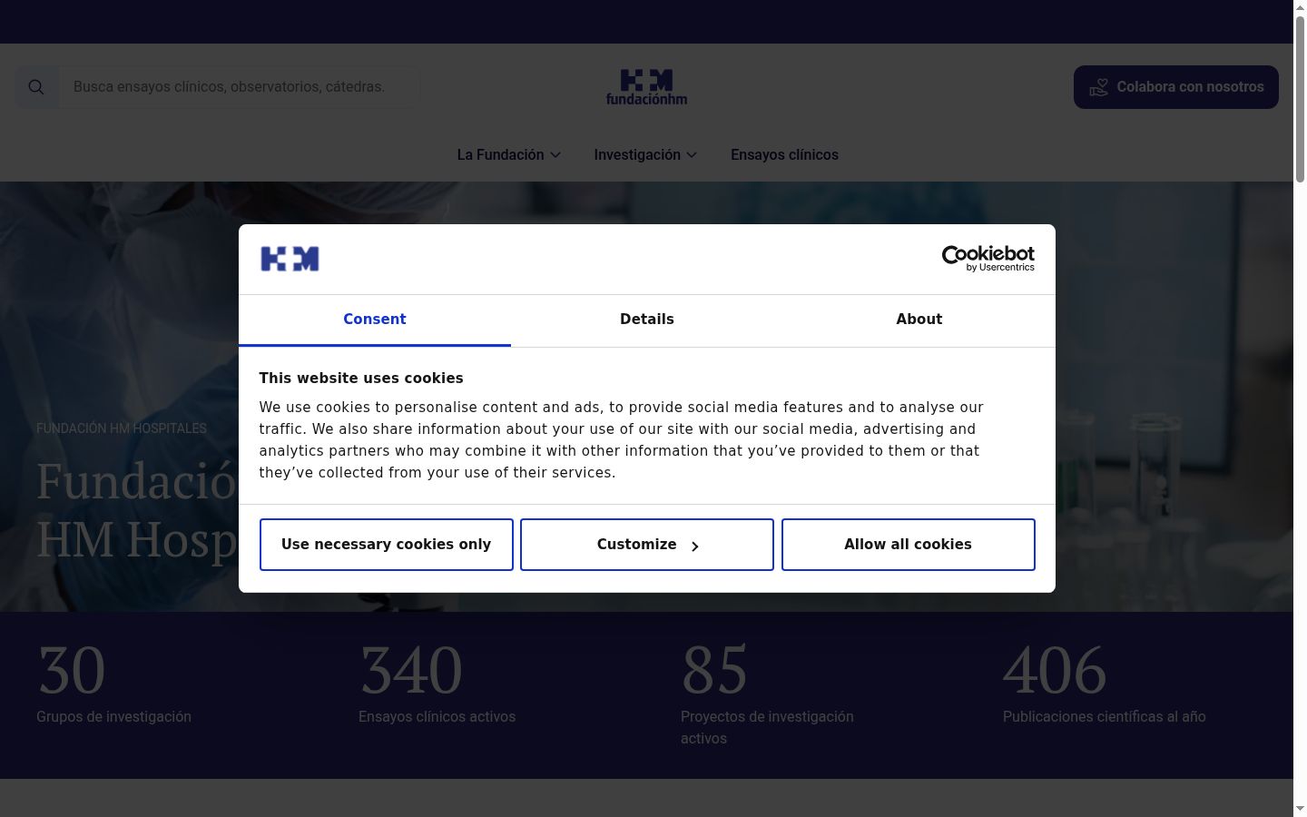 Captură de ecran a bannerului de consimțământ afișat înainte de orice interacțiune