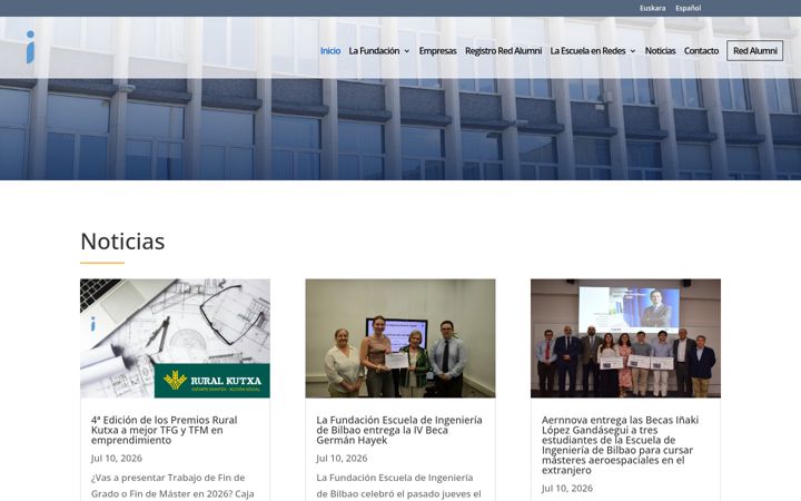 Captură de ecran a fundacioningenierosbilbao.es