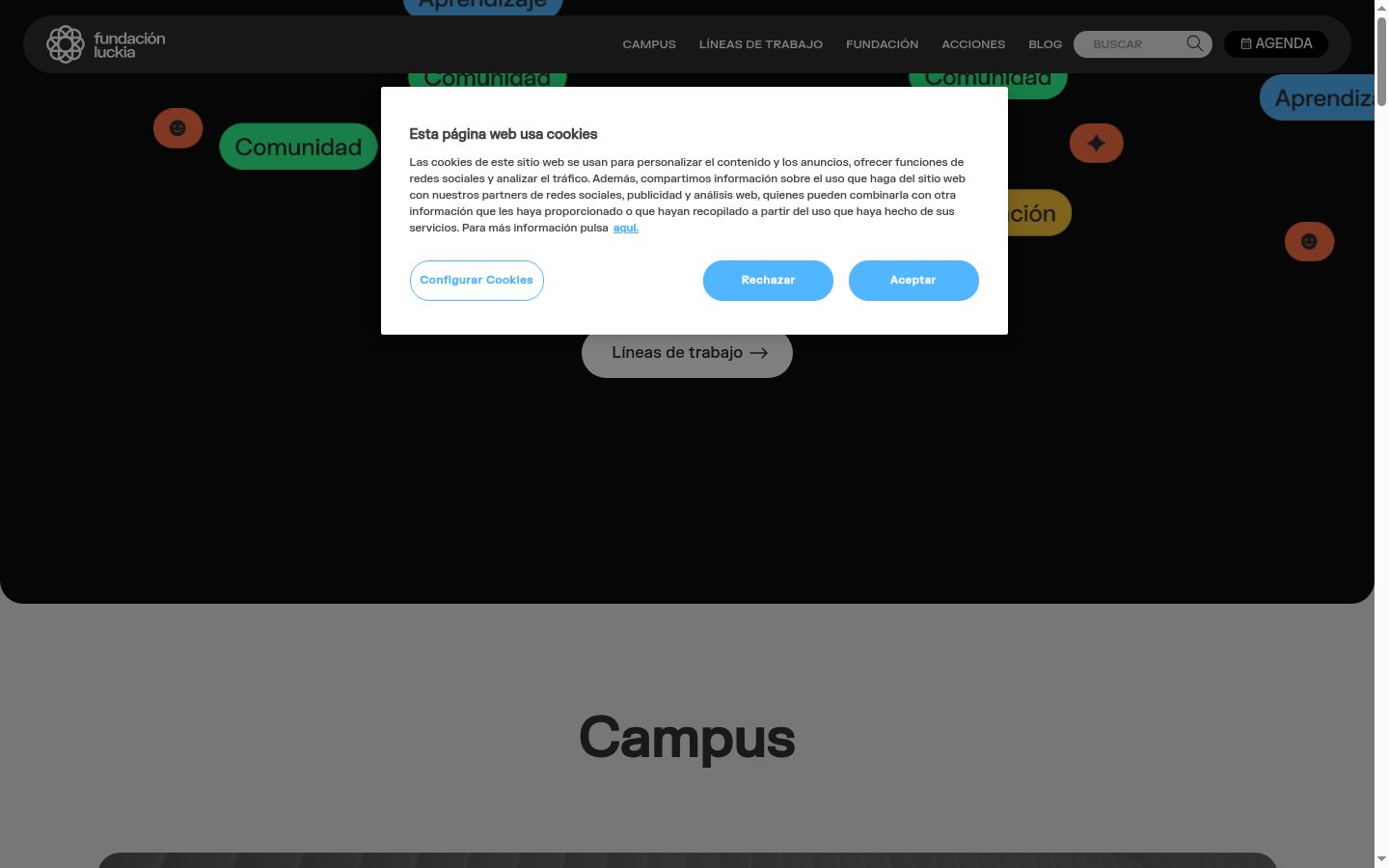Screenshot del banner di consenso mostrato prima di qualsiasi interazione