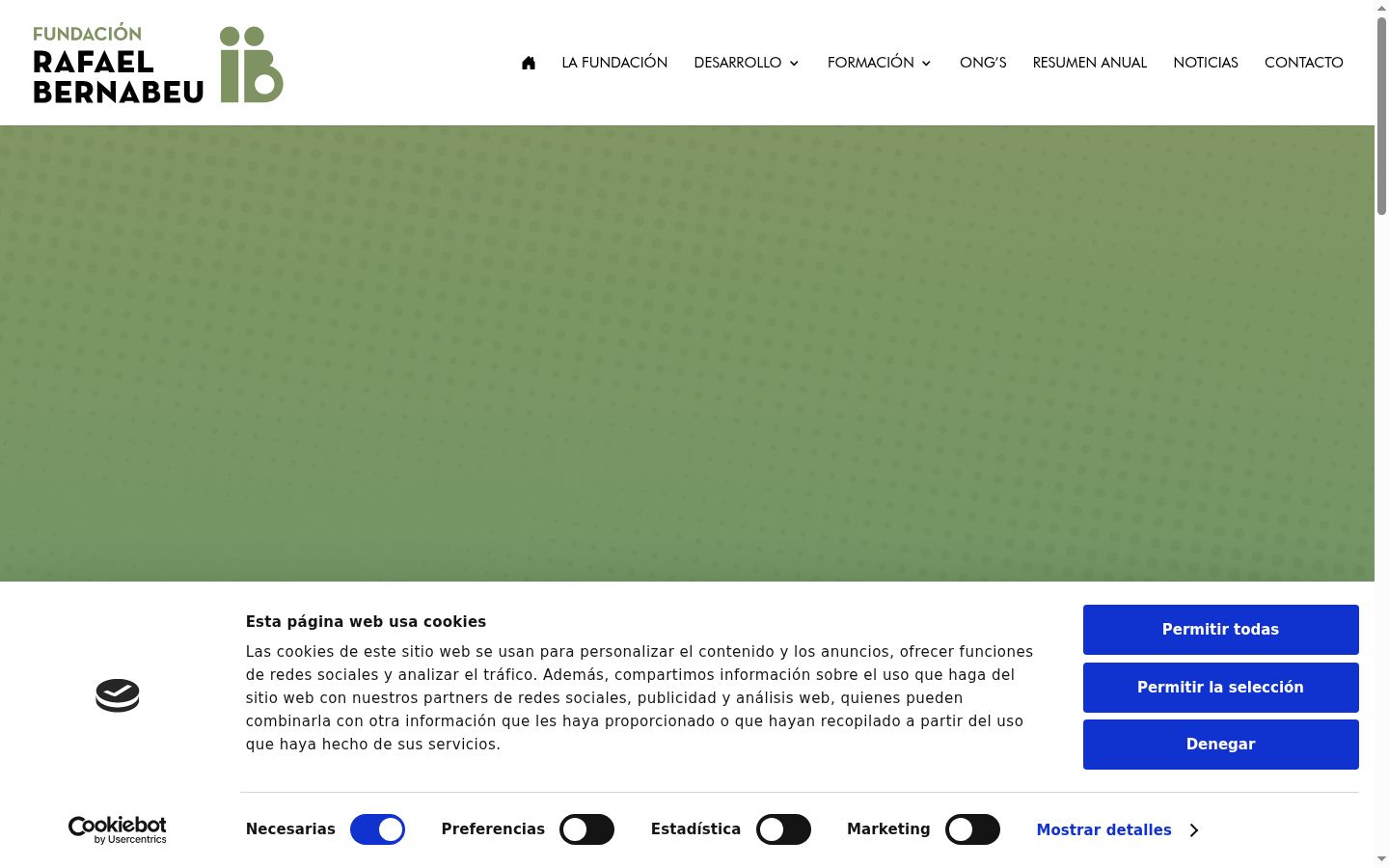 Captura de ecrã do banner de consentimento apresentado antes de qualquer interação