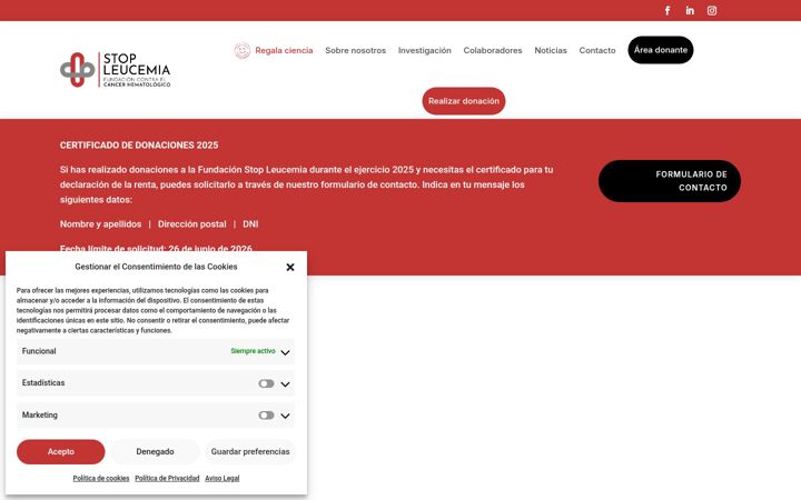 Screenshot of fundacionstopleucemia.es