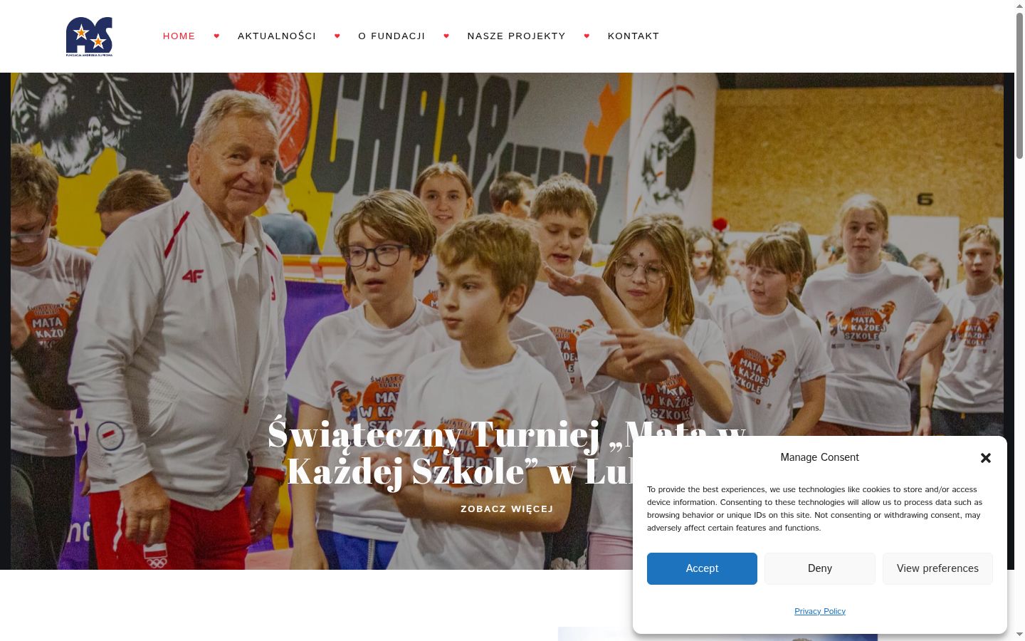Zrzut ekranu banera zgody wyświetlanego przed jakąkolwiek interakcją