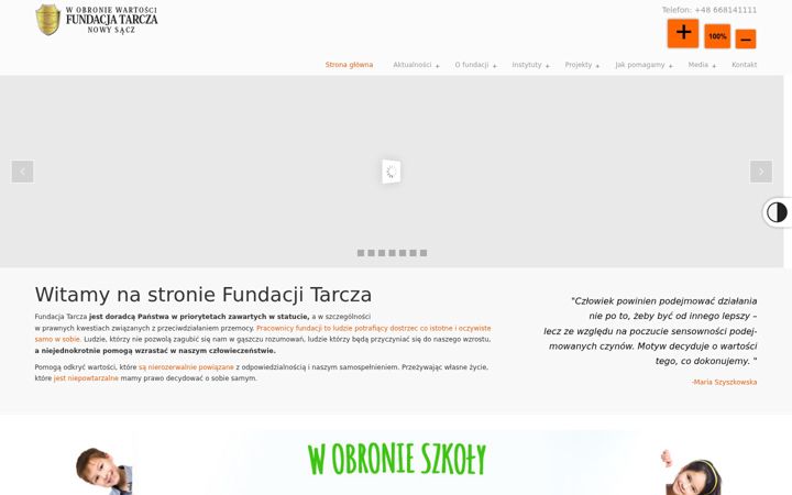 Screenshot of fundacjatarcza.pl