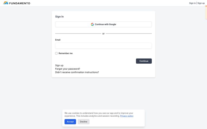 Screenshot of fundamento.cloud