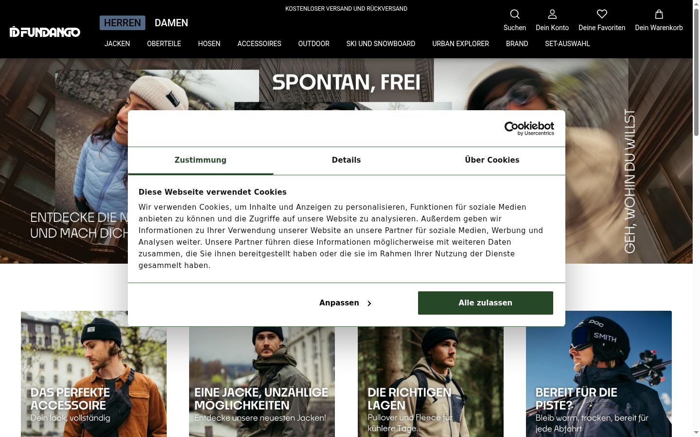 Snímka obrazovky banera súhlasu zobrazeného pred akoukoľvek interakciou