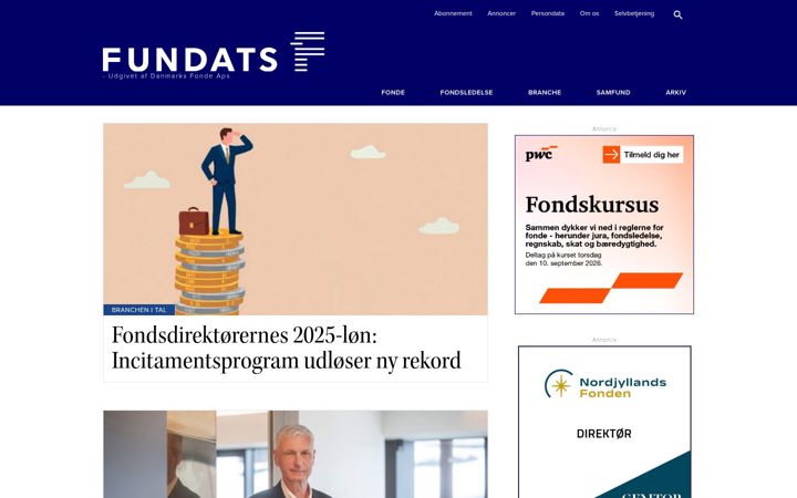 Screenshot of fundats.dk