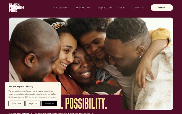 Screenshot of fundblackfreedom.org