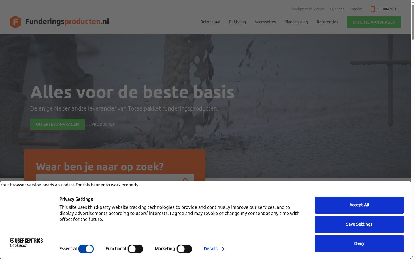 Screenshot of the consent banner shown before any interaction