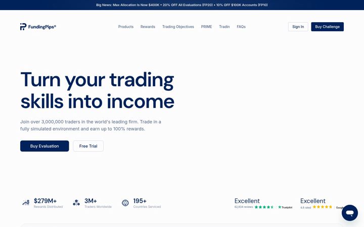 Screenshot του fundingpips.com