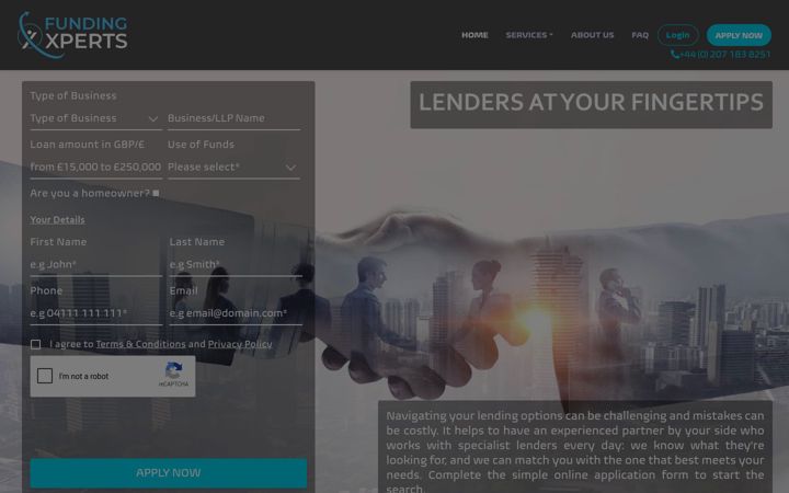 Screenshot van fundingxperts.co.uk