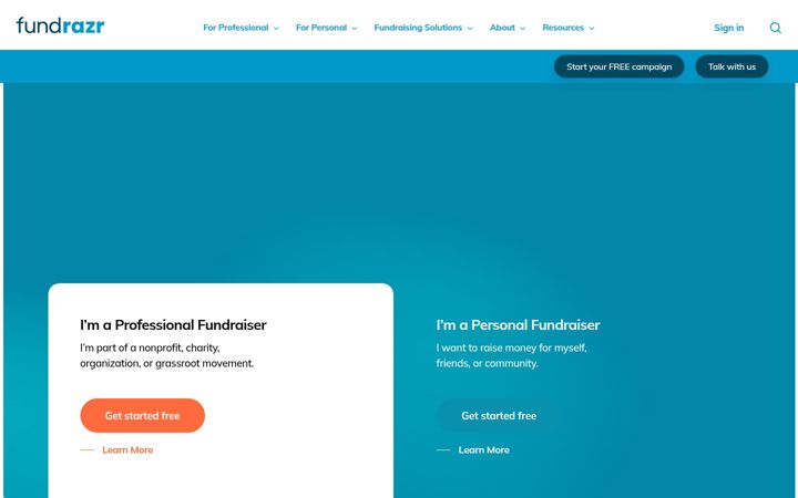 Screenshot of fundrazr.com