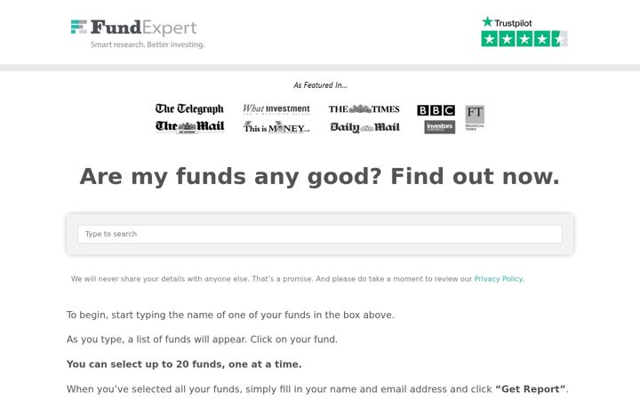 Screenshot van fundscore.co.uk