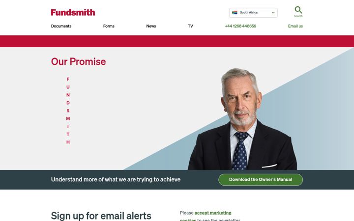 Екранна снимка на fundsmith.co.za