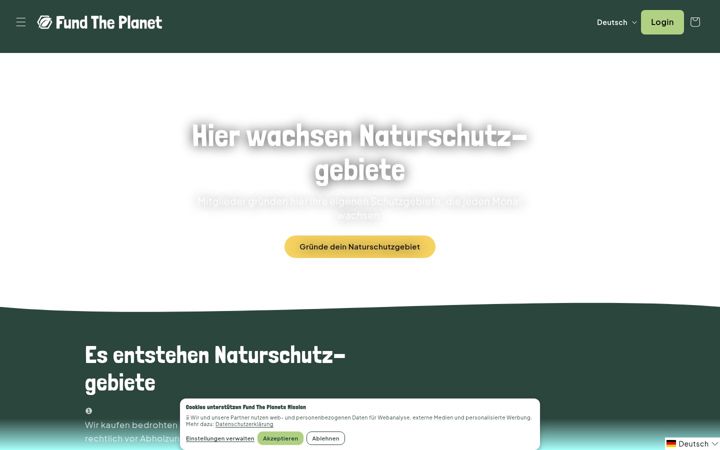 Screenshot van fundtheplanet.net
