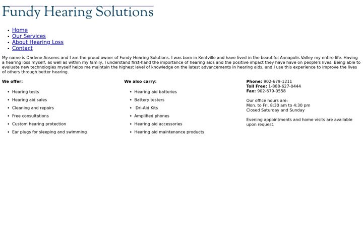 Screenshot of fundyhearing.com