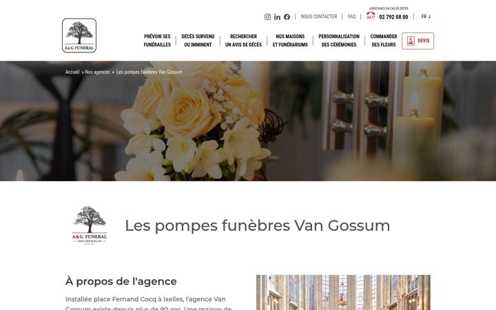 Screenshot του funerailles-vangossum.be