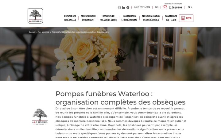 Screenshot του funerailles-waterloo.be