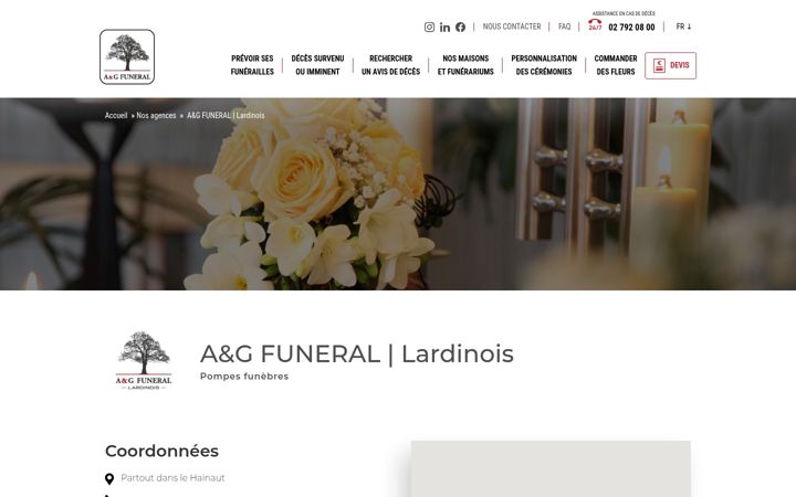 Screenshot του funerailleslardinois.be