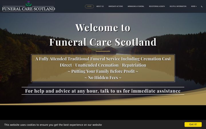 Screenshot of funeralcarescotland.com