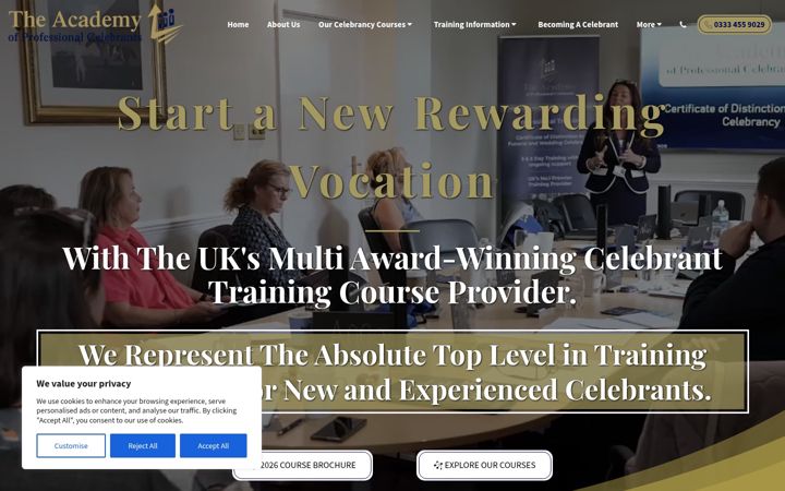 Snimka zaslona za funeralcelebrantacademy.co.uk