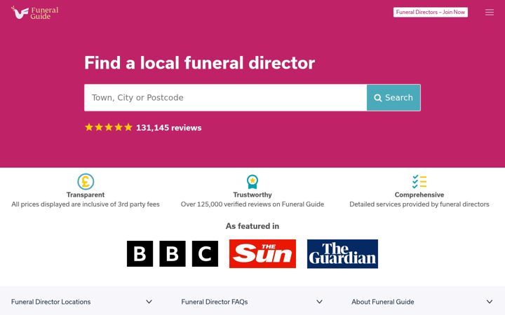 Képernyőkép: funeralguide.co.uk