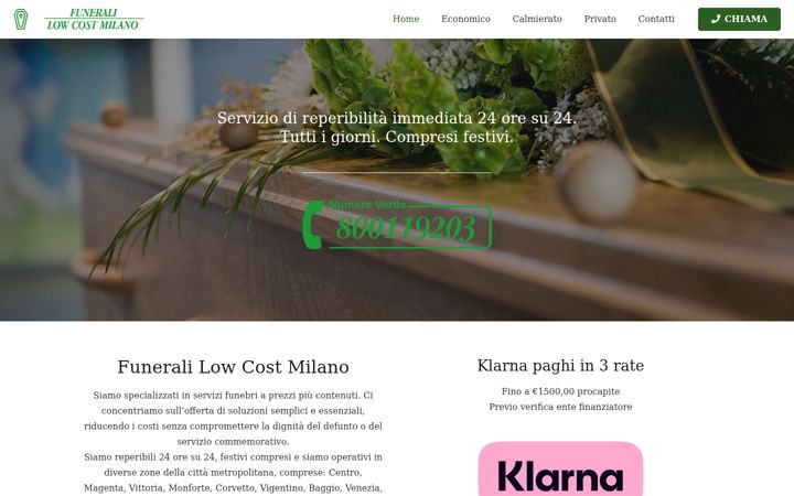 Screenshot van funeralilowcostmilano.it